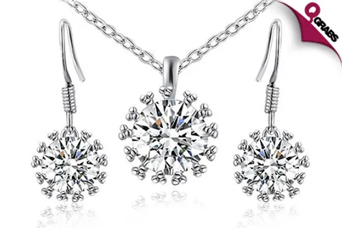 From QR99, Sparkle with a Shimmering Snowflake Crystal Pendant & Earring Set! (Up to QR398 Value)